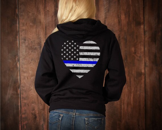 thin blue line zip up jacket