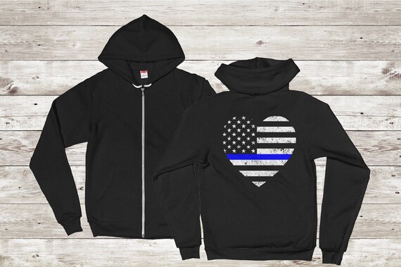 thin blue line zip up jacket