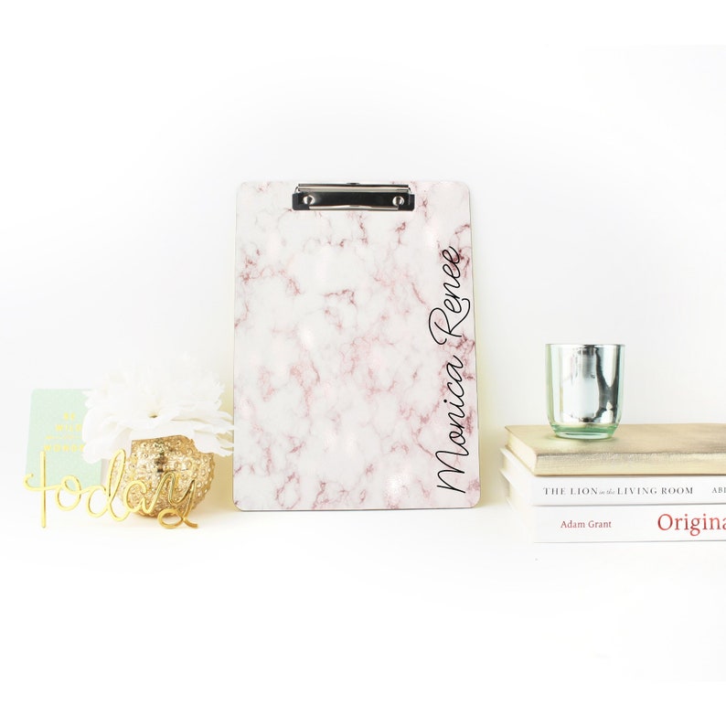 Personalized Rose Gold Marble Clipboard Back To School image 0