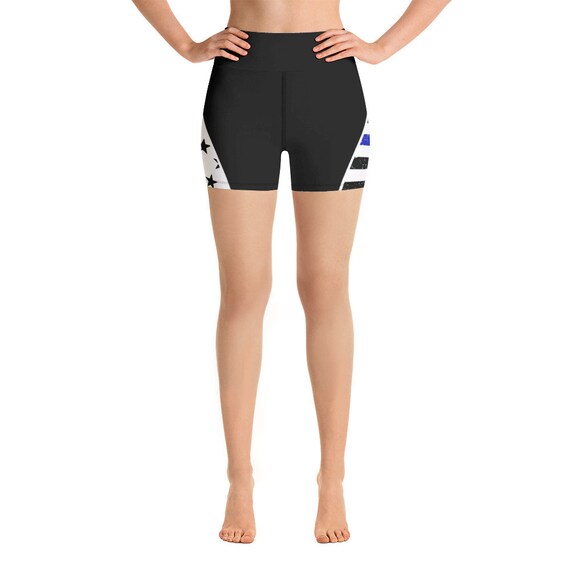 Thin Blue Line Yoga Shorts Blue Lives 
