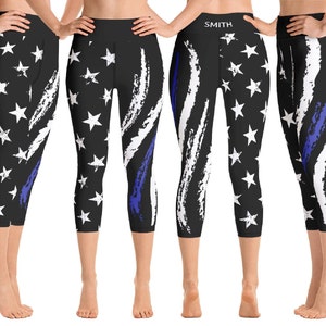 thin blue line workout leggings