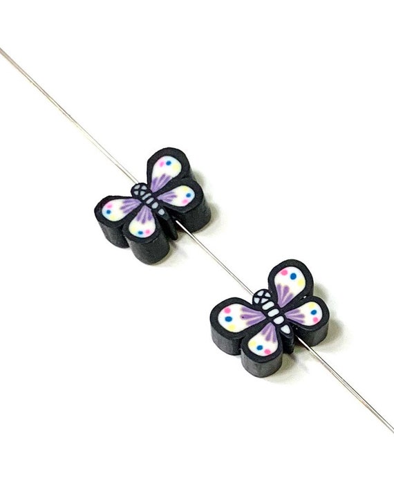 24 Clay Butterfly Beads Polymer Clay Beads Mixed Beads Multicolor Beads Moth Insect Beads Small Loose Beads Bug Beads Jewelry Making