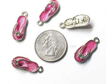 1-5 Pink enameled flip flop Charm or Pendant. Beautiful Pendant.