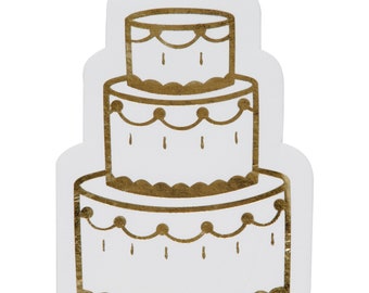 Wedding Cake Paper Napkins, Set of 20 Gold Foil Die-Cut Wedding Cake Napkins, Perfect for a Wedding, Bridal Shower, or Engagement Party