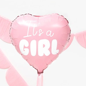 It's A Girl Balloon,  Pink Heart Baby Girl Mylar Balloon, Can Be Inflated With or Without Helium