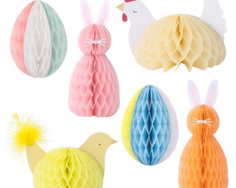 PAPER JAZZ 3 pieces Easter Paper Honeycomb Bunny Eggs Spring Time Party Hanging Decoration PAPER JAZZ 3 pieces Easter Paper Honeycomb Bunny Eggs Spring Time Party Hanging Decoration