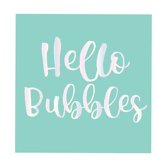 Hello Bubbles Cocktail Napkins Set of 20 Mint Paper Napkins Etsy