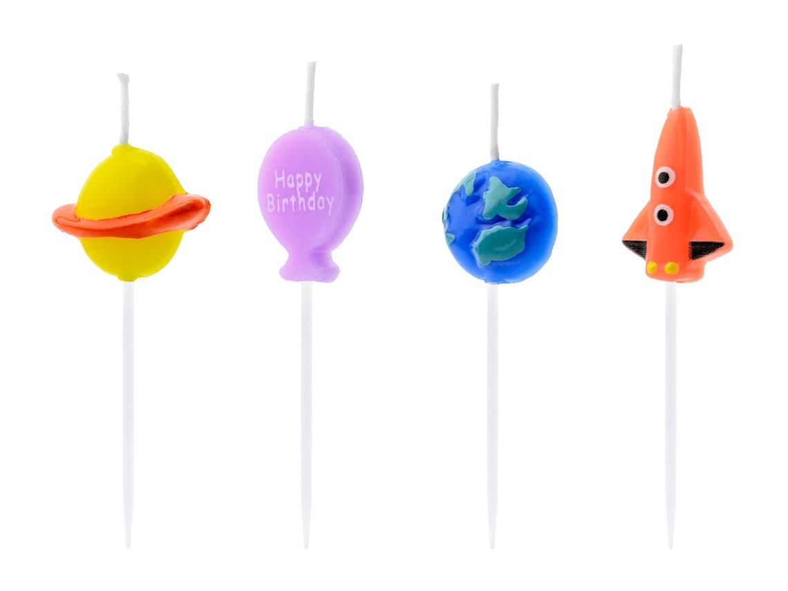 Space Birthday Candles Set of 4 Mini Spacethemed Birthday Etsy Ireland