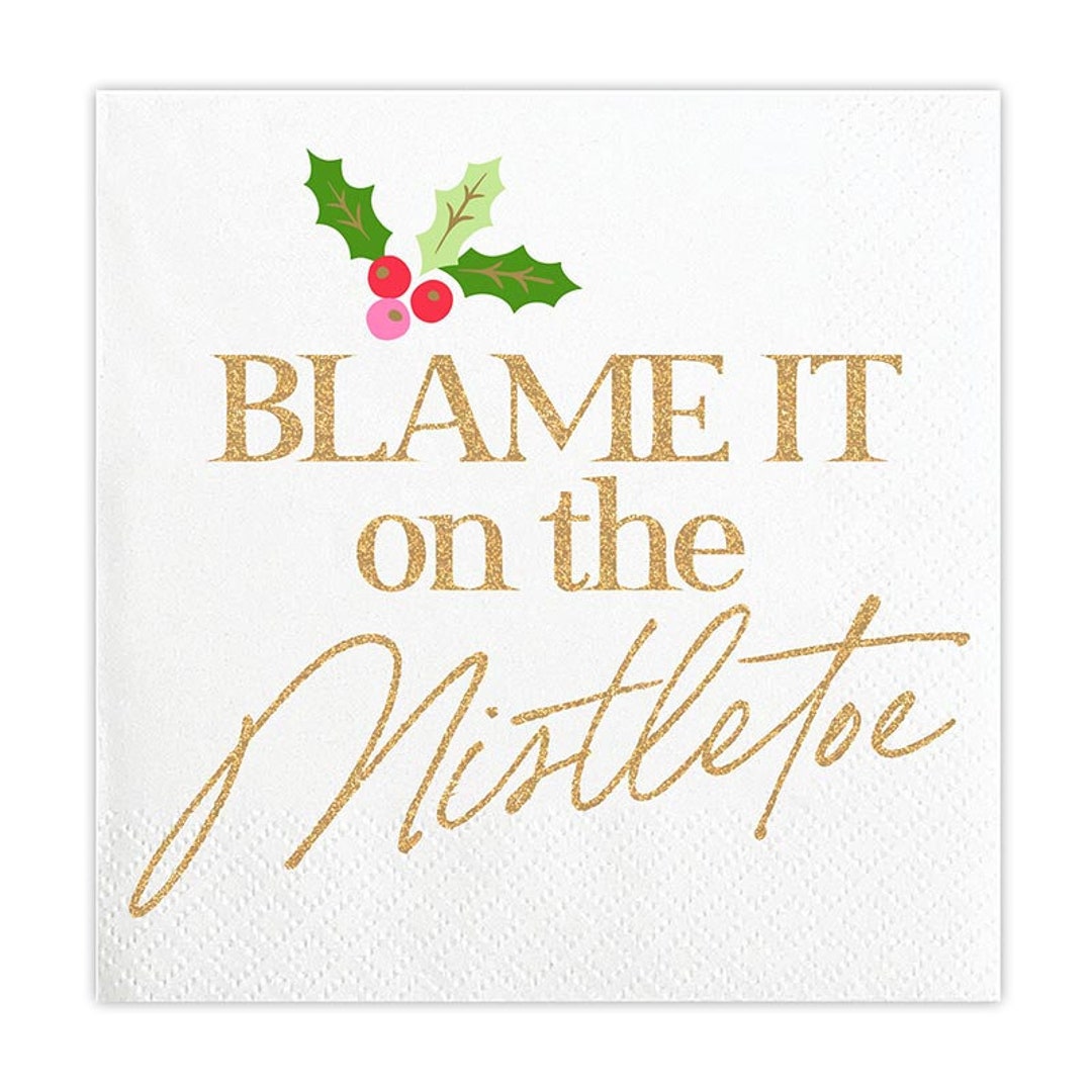 Funny Christmas Cocktail Napkins Set of 20 Gold Foil Etsy