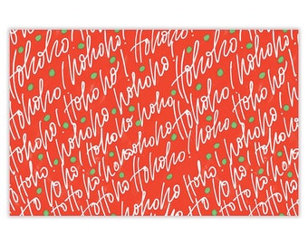 Christmas Placemats, Pad of 24 "Ho Ho Ho" Red and Green Paper Placemats, From Thimblepress x Slant Collections