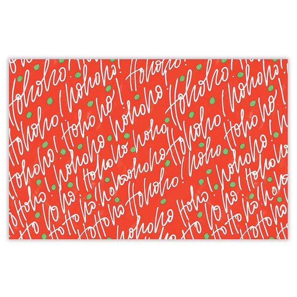 Christmas Placemats, Pad of 24 "Ho Ho Ho" Red and Green Paper Placemats, From Thimblepress x Slant Collections