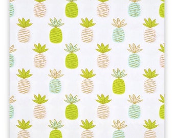 Jumbo Pineapple Napkins, Set of 20 Large Pineapple Napkins with Green, Pink, and Blue Details