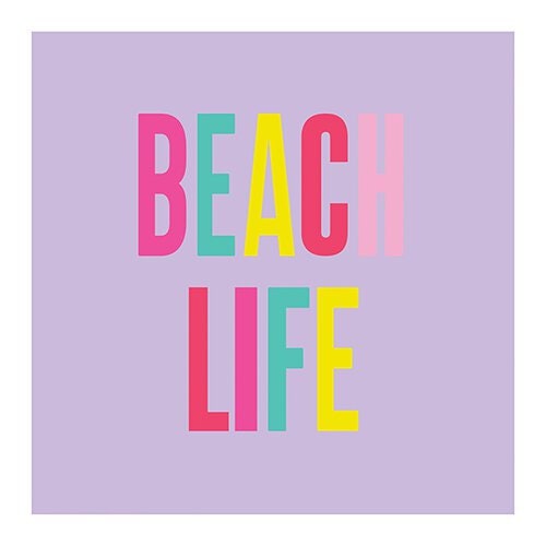 Beach Life Cocktail Napkins Set of 20 Lavender Beverage Napkins With Colorful Text by Slant Collections