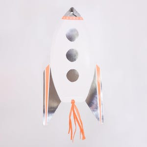 Rocket Ship Paper Plates, Set of 8 Spaceship Party Plates, Great for a Space-Themed Birthday Party!