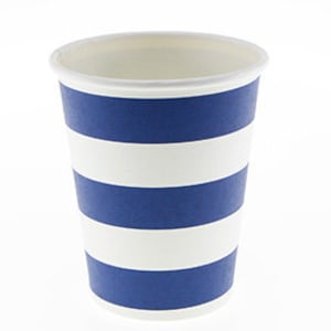 Navy Blue Candy Stripe Paper Cups Set of 12 Navy White Party