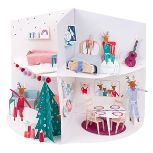 Paper Doll House Christmas Advent Calendar, Festive House Paper Craft Advent Calendar for Kids