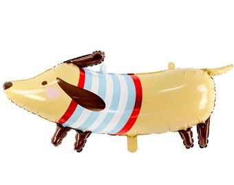 Large Puppy Balloon, Dachshund Mylar Balloon Can Be Inflated With or Without Helium, 35" Long