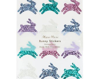 Glitter Bunny Sticker Sheets, Pack of 8 Sheets of Adorable Easter Stickers, 96 Stickers in Set