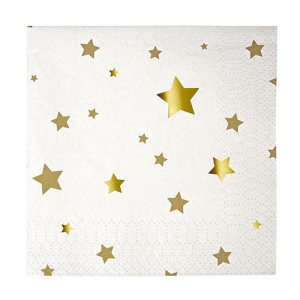 Gold Star Napkins, Set of 16 Meri Meri Toot Sweet Gold Star Small Napkins, Great for a Star-Themed or Twinkle Twinkle Little Star Party