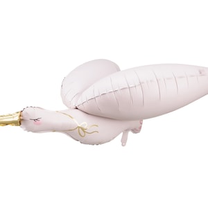 Stork Balloon, Large Mylar Pink Stork Balloon, 39" Long with Gold Foil Beak, Great Baby Shower Decor!