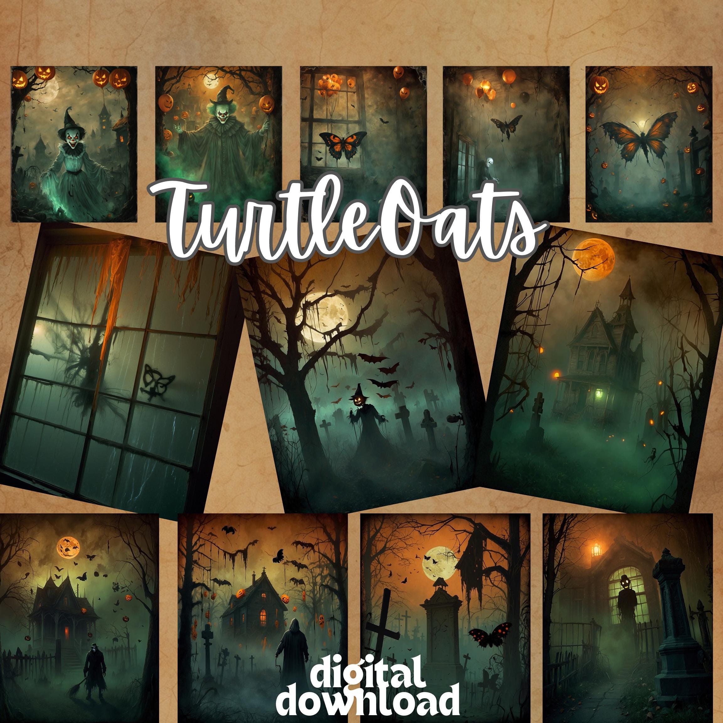 100 Terror Pages, Creepy, Crawly, Halloween,  Portrait Size Digital Journal Download