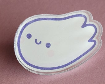Pin acrylique 1,25" petit fantôme mignon, Épinglette spooky cute, macaron, badge