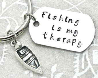 Stamped Keychain, Fishing Keychain, Fishing Gift, Fathersday Gift, Gift for Dad, Fishing Gifts, Custom Keychain, Gift for Him, Boat Keychain