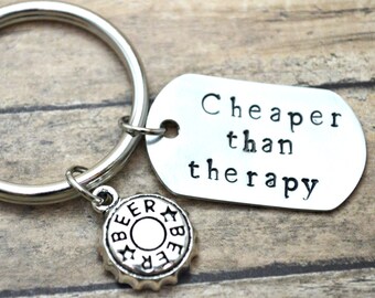 Beer Keychain, Alcohol Keychain, Drinking Keychain, Funny Keychain, Gag Gift, Beer Tooth, College Keychain, Beer Charm, Stamped Keychain