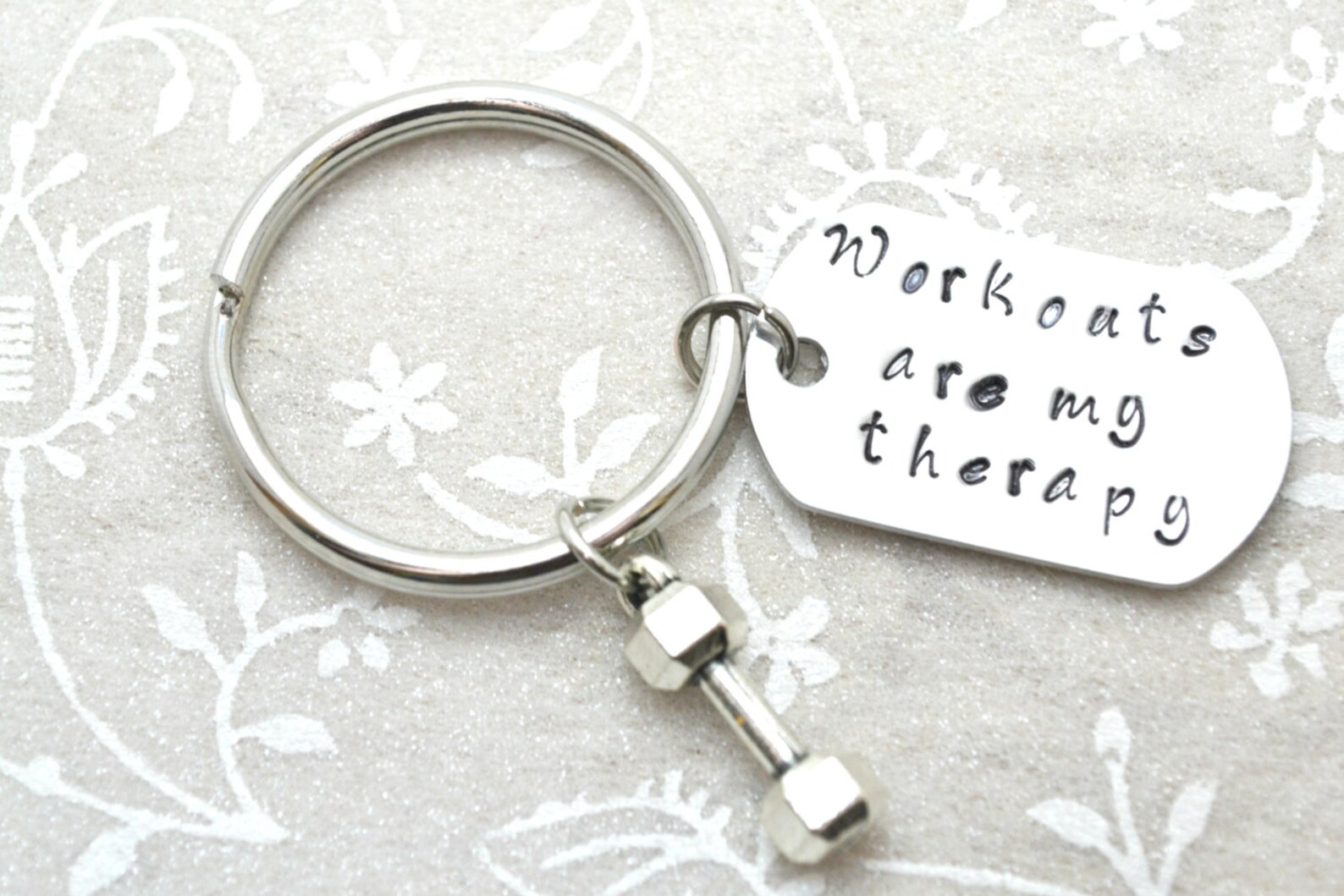 Stamped Keychain Fitness Keychain Gym Bag Keychain Gym Etsy