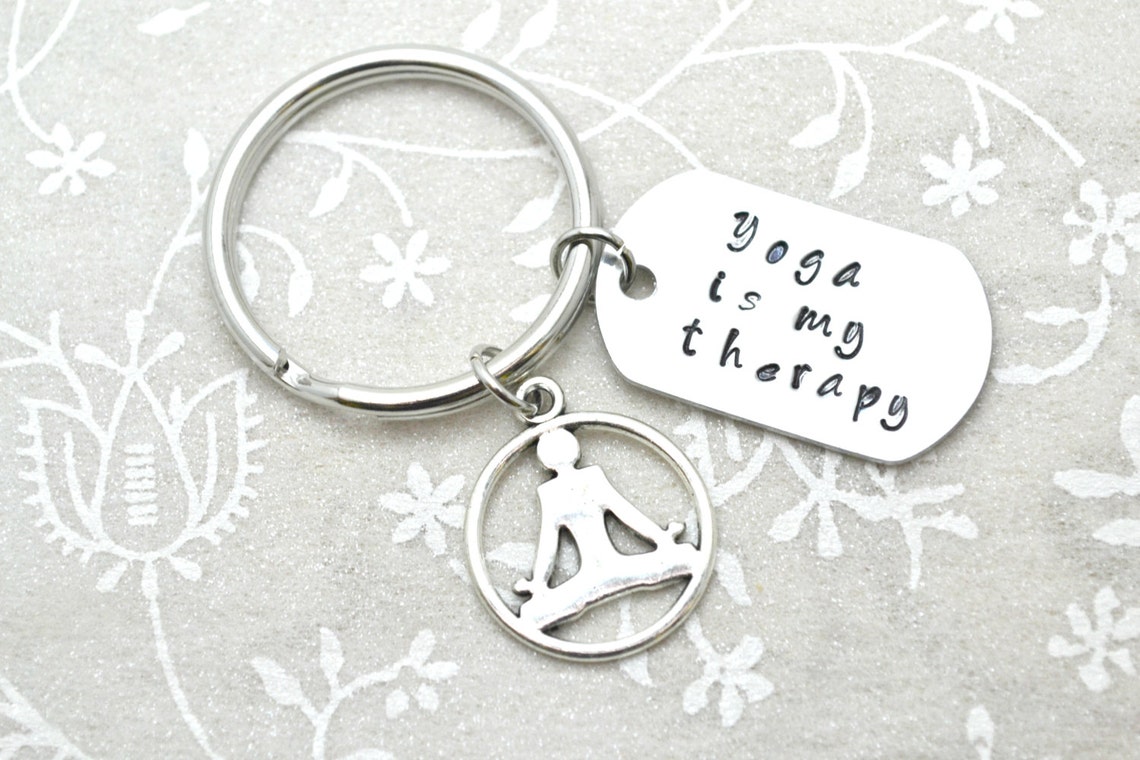 Yoga Keychain, Mantra Keychain, Yoga Gift, Yoga Accessory, Health