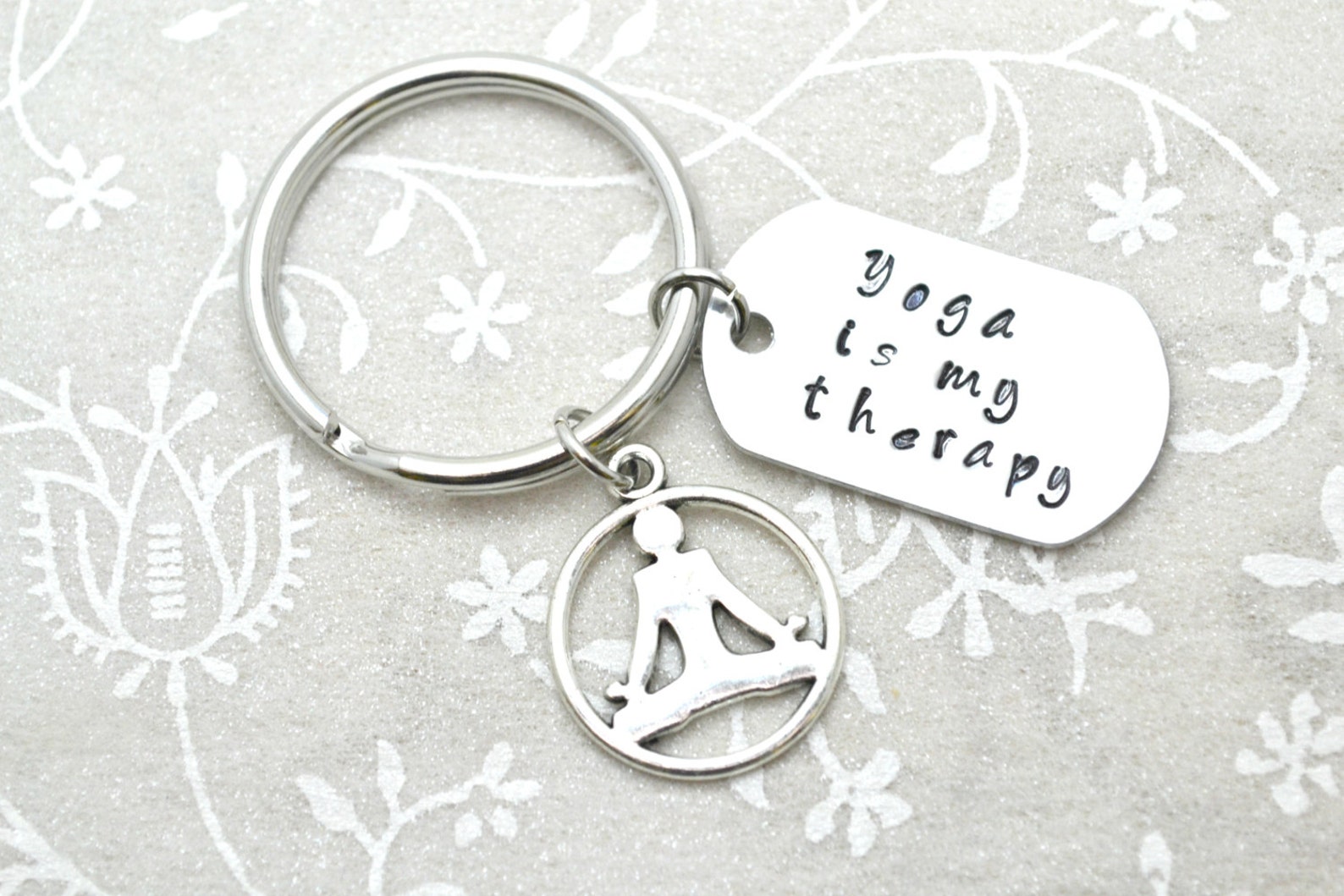 Yoga Keychain, Mantra Keychain, Yoga Gift, Yoga Accessory, Health