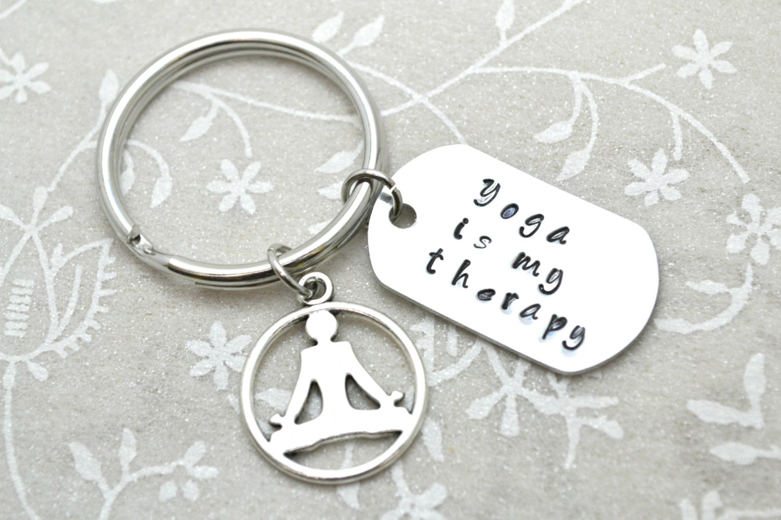 Yoga Keychain, Mantra Keychain, Yoga Gift, Yoga Accessory, Health