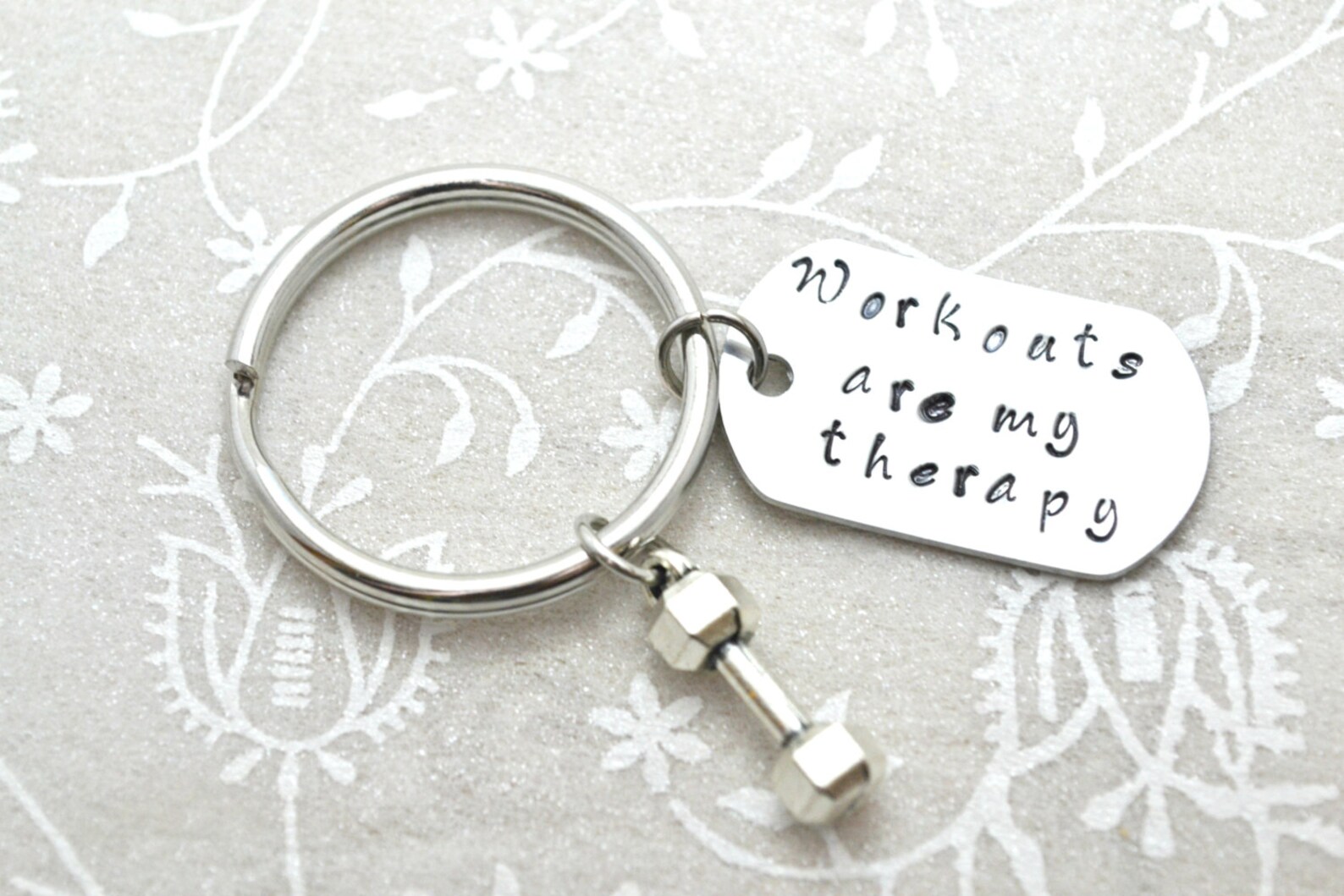 Stamped Keychain Fitness Keychain Gym Bag Keychain Gym Etsy