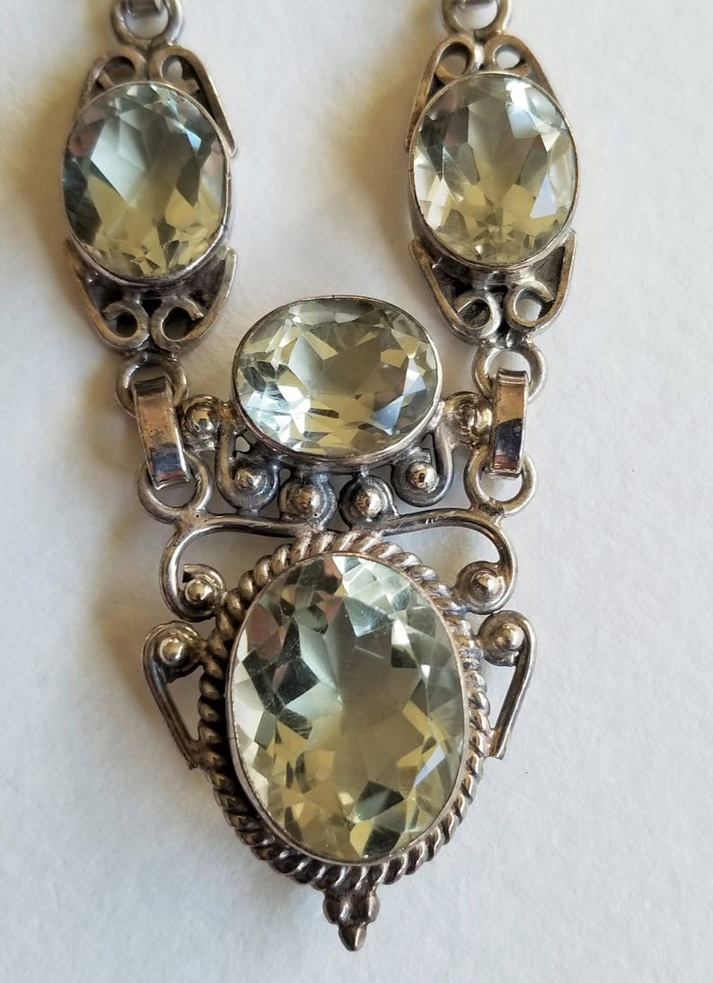 Toggle with Extender Sterling Silver Y Necklace Faceted Green Quartz Gift for Her