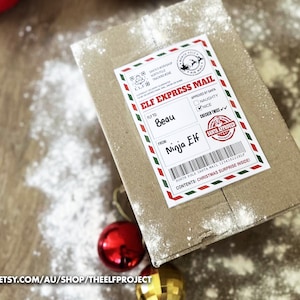Etiqueta de envío de Papá Noel / Etiqueta de envío de Elfo / Etiqueta de regalo de Navidad