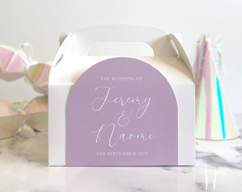 Kids wedding activity boxes, personalised wedding favours for children, minimalist arch design