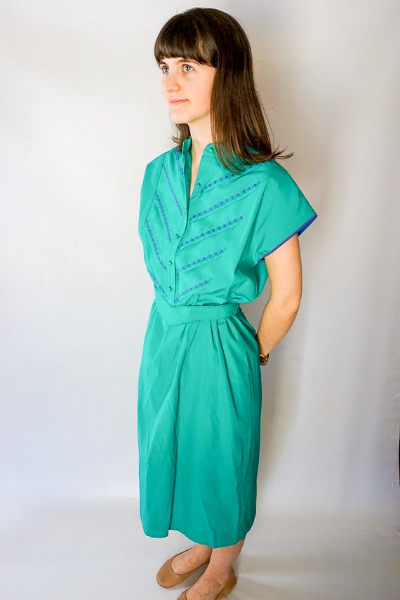 Teal belted dress