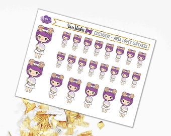 VANSTICKIE EXCLUSIVE COLLAB - Aria Loves Cupcakes, Cupcake, Birthday Girl, Celebrate - Sticker Sheet & Die-cut