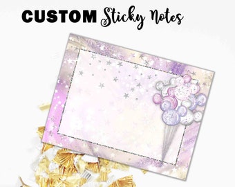 Midnight Magic Custom 3x4 Sticky Notes - Inspired, Mouse, Celestial, Stars, Starry, Glitter - 1 BIC Sticky Note, 25 sheets