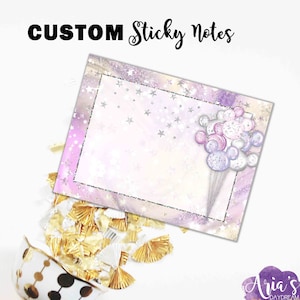 Midnight Magic Custom 3x4 Sticky Notes - Inspired, Mouse, Celestial, Stars, Starry, Glitter - 1 BIC Sticky Note, 25 sheets