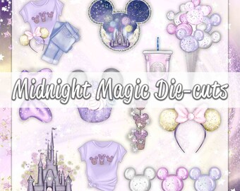 Midnight Magic - Die-Cut Bundle Deco - Exclusive Art, Inspired, Mouse, Celestial, Stars, Starry, Silver Glitter - 11 Die-Cuts