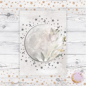 Vellum Floral Moon Celestial Watercolor