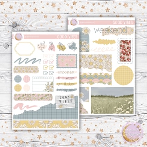 Journaling Kit - Good Vibes - Daisy Fields Weekly Bullet Journal Planner Sticker Kit - A La Carte