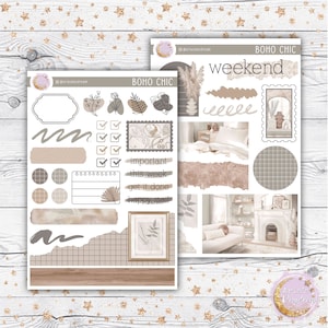 Journaling Kit - Boho Chic - Neutral Weekly Bullet Journal Planner Sticker Kit - A La Carte