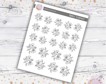 Small Simple Line Floral Stickers