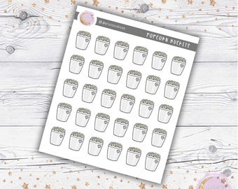 Popcorn Bucket Cupcake Stickers - Perfect for any Planner System!