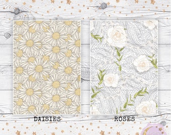 Daisies and Roses Watercolor Floral Patterned Vellum