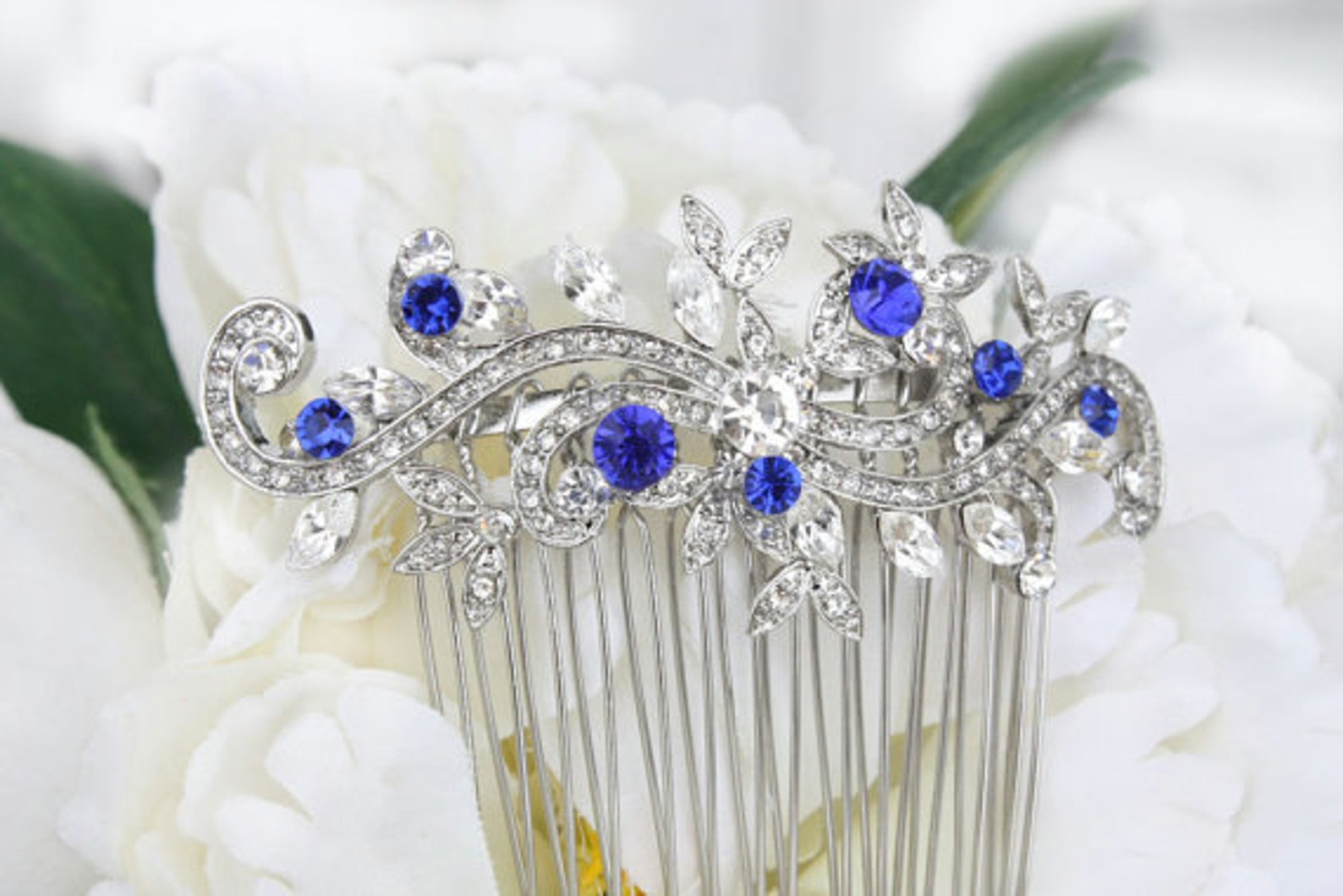 10. Sapphire Blue Hair Comb for Bridesmaids - wide 6