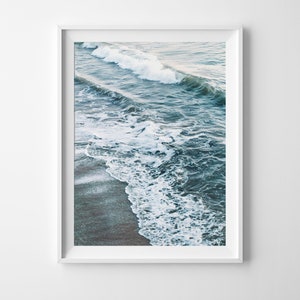 Ocean Printable Wall Art, Digital Download, Beach Style Decor Print, Blue and White, Sea