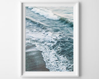 Ocean Printable Wall Art, Digital Download, Beach Style Decor Print, Blue and White, Sea